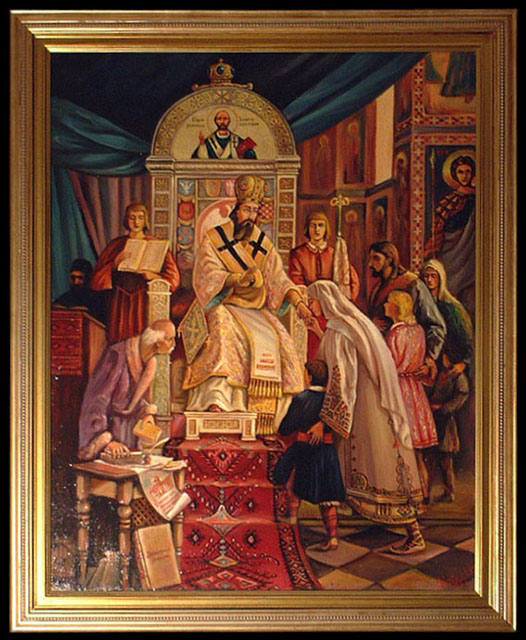 Св. Сава Благосиља српчад (уље на платну)